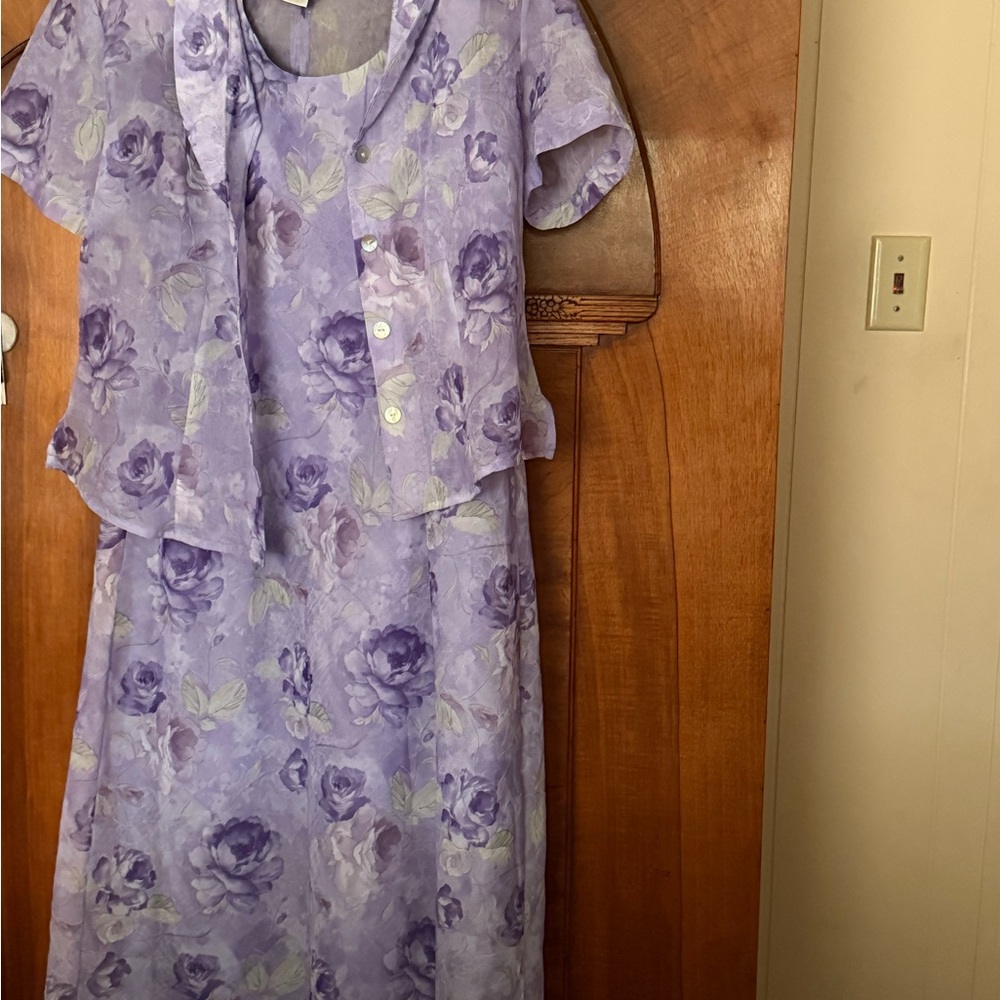 Karin Stevens Lavender Floral Midi Dress